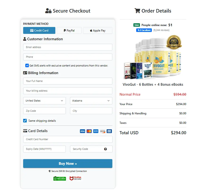 VivoGut Checkout Page